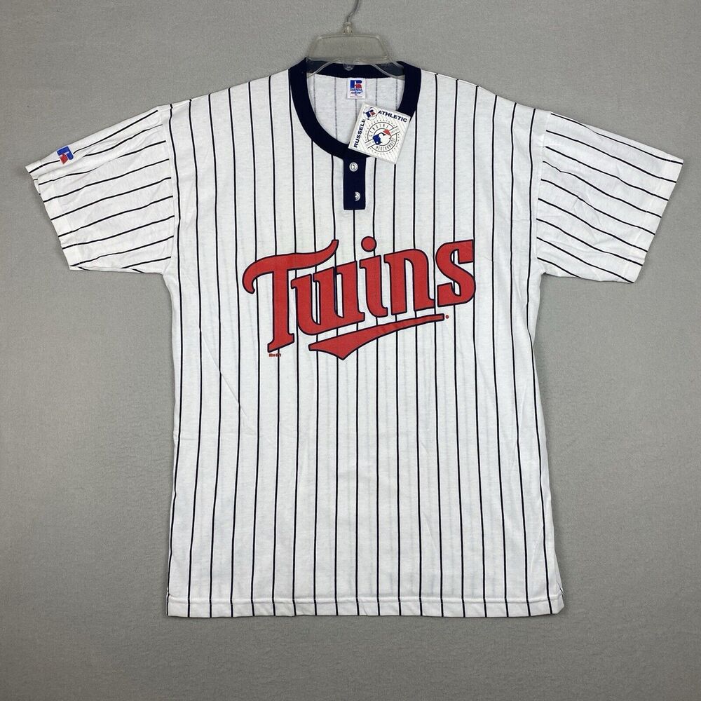 Vintage 2000s Minnesota Twins Russell Athletics T-Shirt XL Pinstripe MLB New